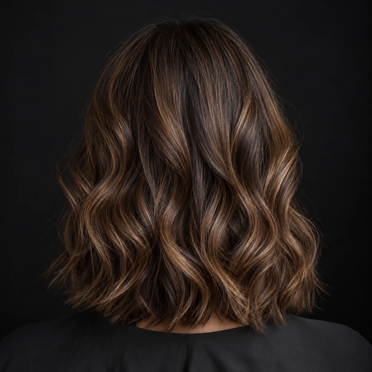 Imagen generada de prueba: ondas en cabello castaño. No es un trabajo de Rochy’s.